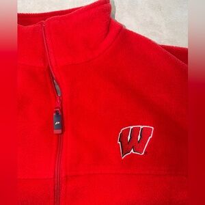 Wisconsin Badgers Men's L Pro Player Red Fleece Full Zip College NCAA Jacket